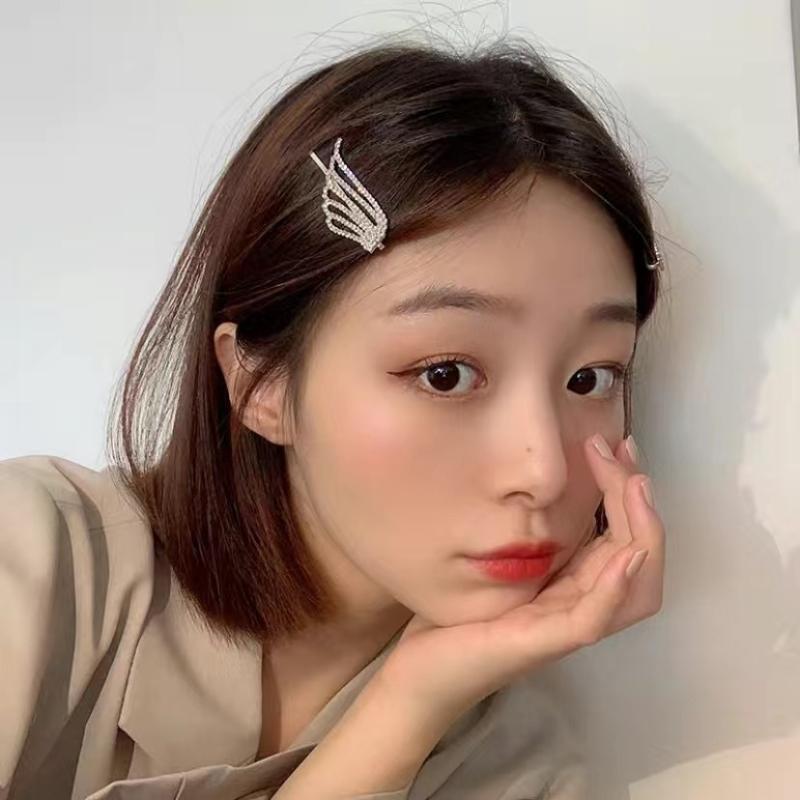 Fashionable Shiny Angel Wings Hairpins Rhinestone Silver Color Metal Hair Clips Women's Hair Ornaments