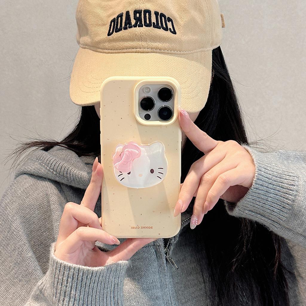 Bow cat rotating bracket for iphone17promax mobile phone case 16 cartoon 13 apple 14 pendant