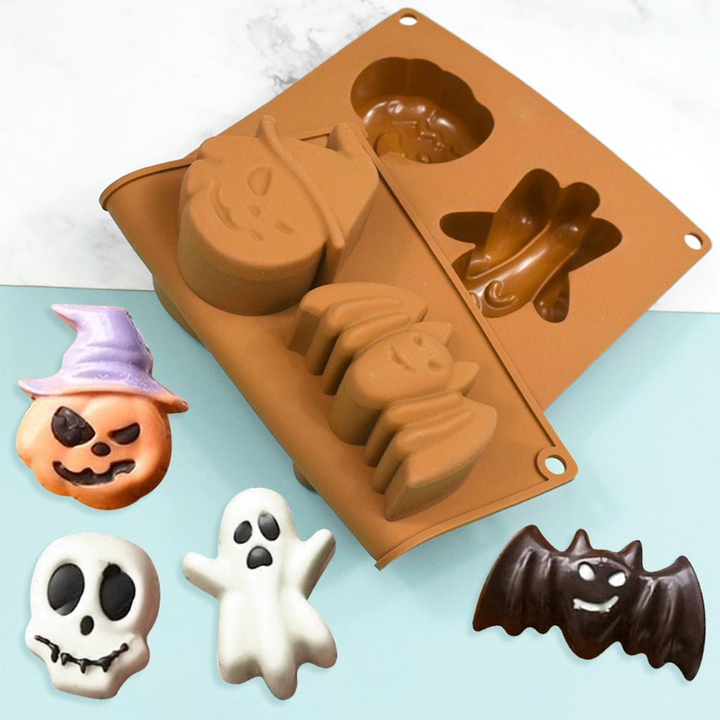 Cartoon 3D Geist Kürbis Silikon Schokoladenform Fledermaus Gelee Keks Eisform Halloween Party Kuchen Seife Kerze Dekor Urlaub Geschenk