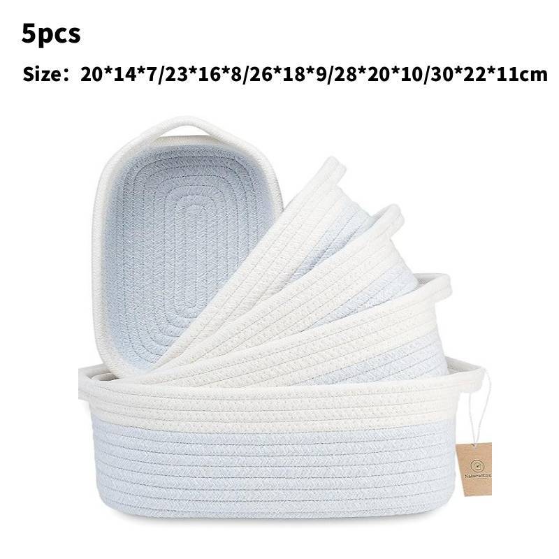 Cotton Rope Storage Basket With Multicolor Weave For Toy Organizers And Home Supplies