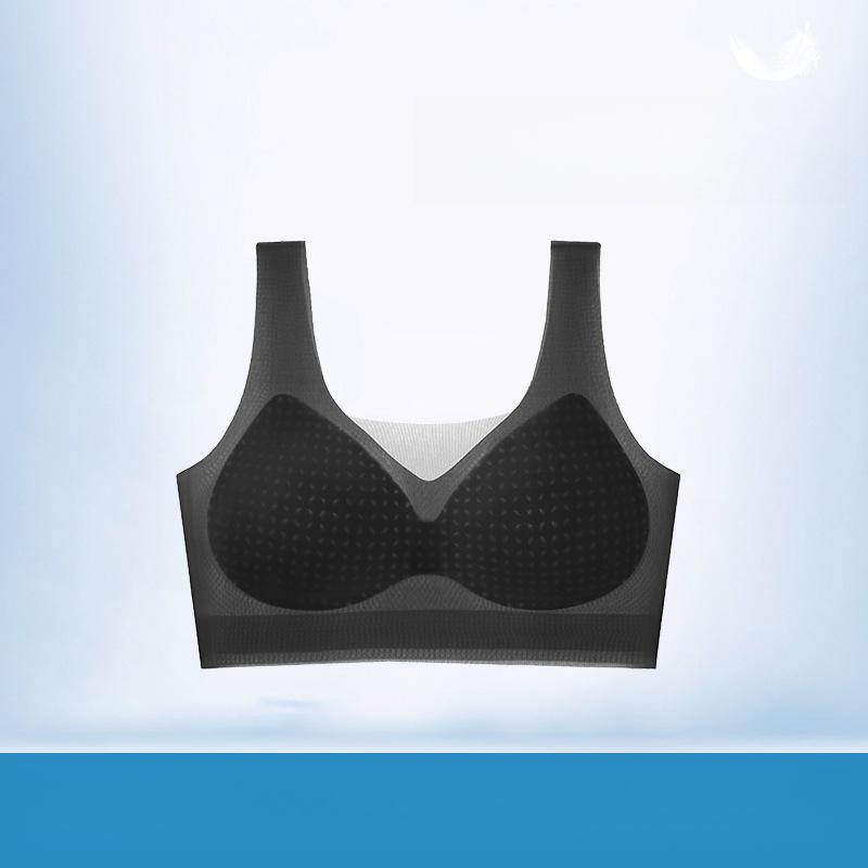 

Breathable and Seamless Bra Women s Beautiful Back Underwear Women s Thin Frameless Vest Sports Bra Push Up Bra 3XL чёрный