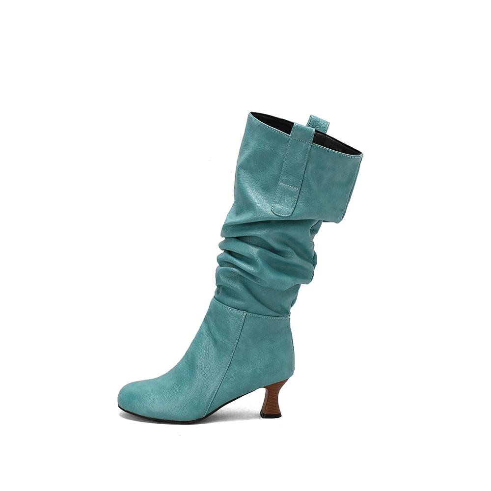 Yellow Pink Women Knee High Boots High Heel Big Size 50