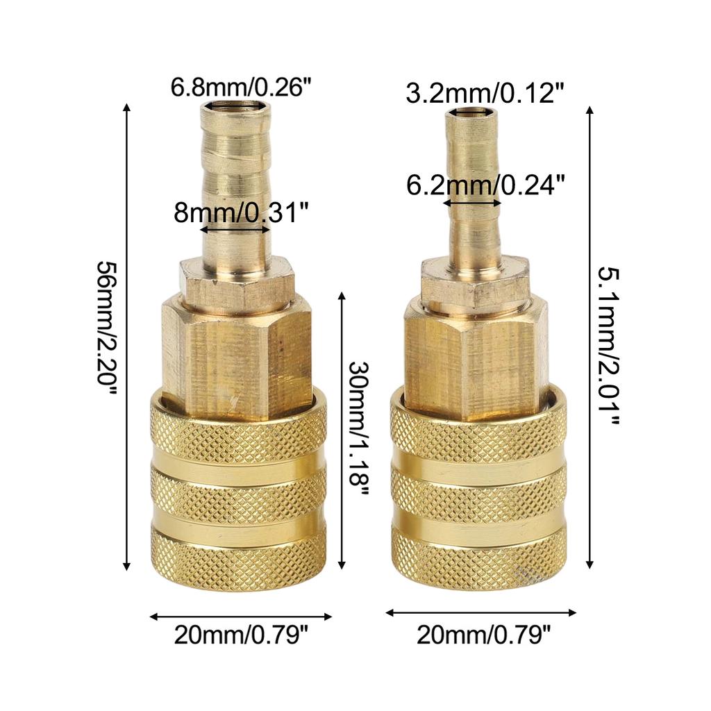 For Tire Inflation Tire Valve Connector Brass Fitting Solid Brass Construction Anti-slip Knurled Grip Precision Sealing Ring