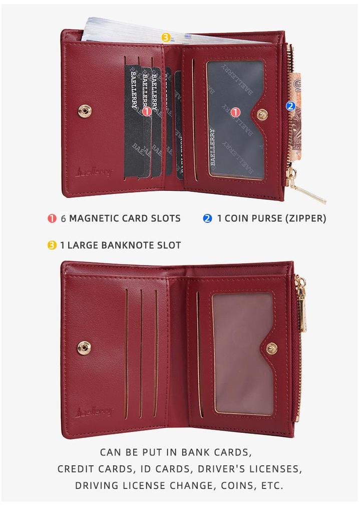 Women's Short Style Wallet: Multi-Card Slot, Large Capacity, Luxury Coin Purse for Students