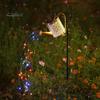 Metal Santa Silhouette Lawn Lamps Christmas Solar Kettle Light, Solar-Powered Claus Watering Can Stake Lamp Outdoor Fairy Lights for Garden