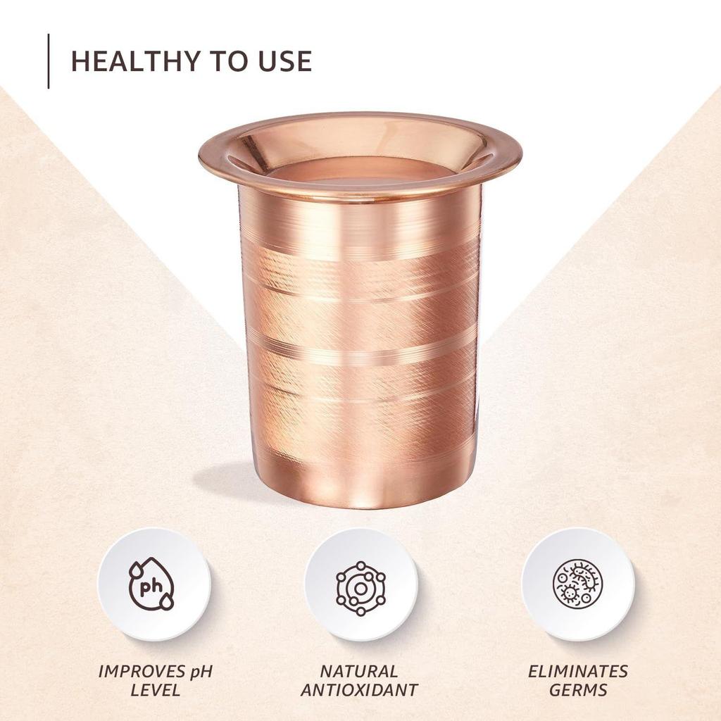 Copper Tumbler Cup with Lid, Set of 2, 300 ml