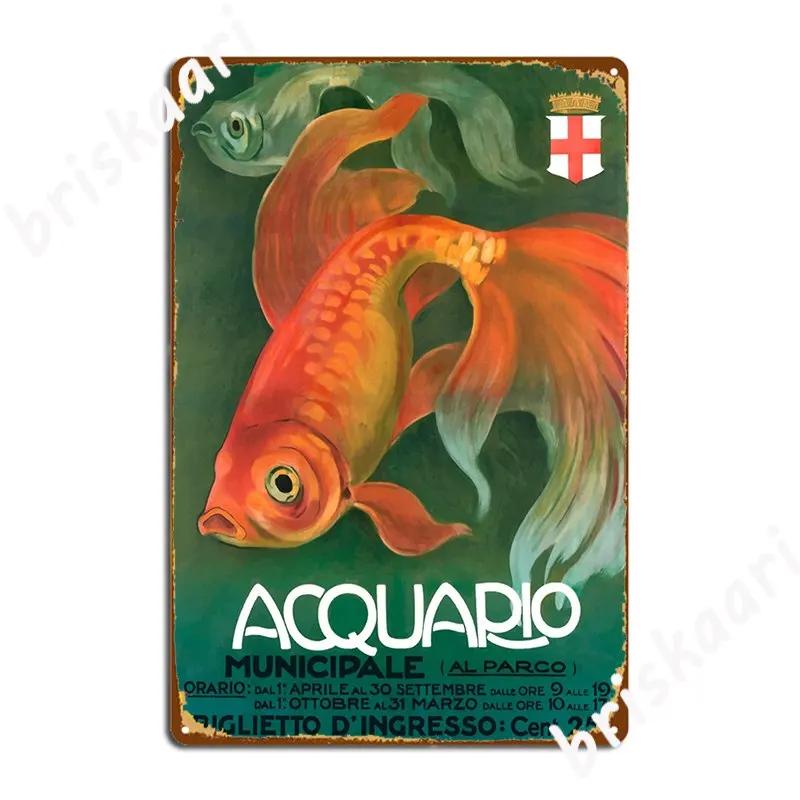 1910 Italy Acquario Aquarium Goldfish Poster Metal Sign Wall Decor Design Bar Cave Club Tin Sign Posters 20X30CM