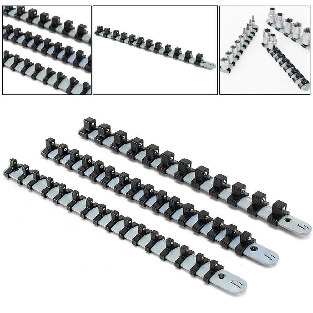 3pcs Plastic tools sockets organizer Set 1/4" 3/8" 1/2" Socket Tray Rail Rack Storage Holder sleeve Shelf Stand For Home Garage