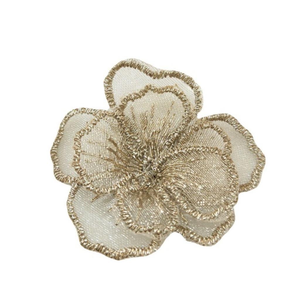 10PCS Embroidered Organza Fabric Floral Appliques  For Hairband Nail Decoration