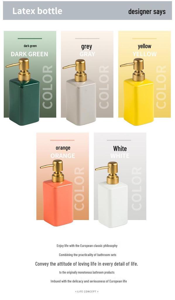 Wiederbefüllbare Keramik-Spenderflasche für Seife, Gel, Shampoo oder Lotion - Hotel Stil