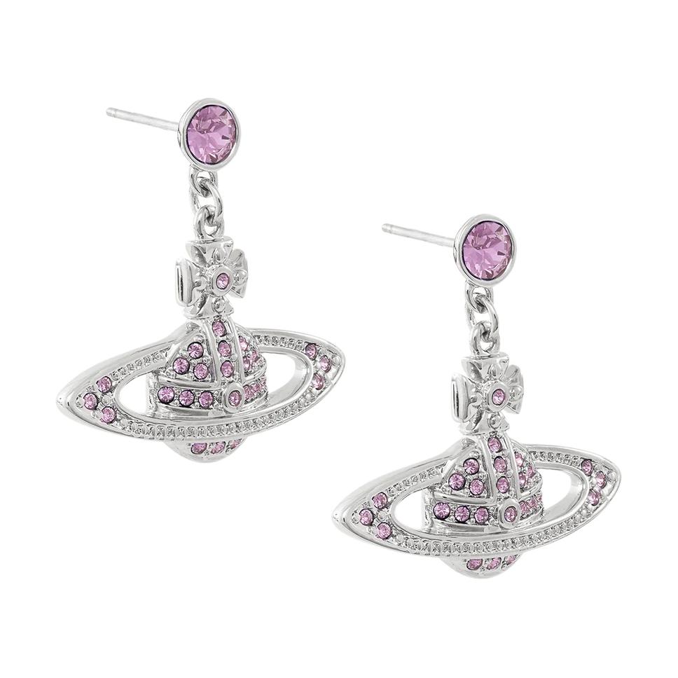 VIVIENNE WESTWOOD Saturn Shaped Brass Earrings Unisex Earrings Silver Purple 62020025-02P491