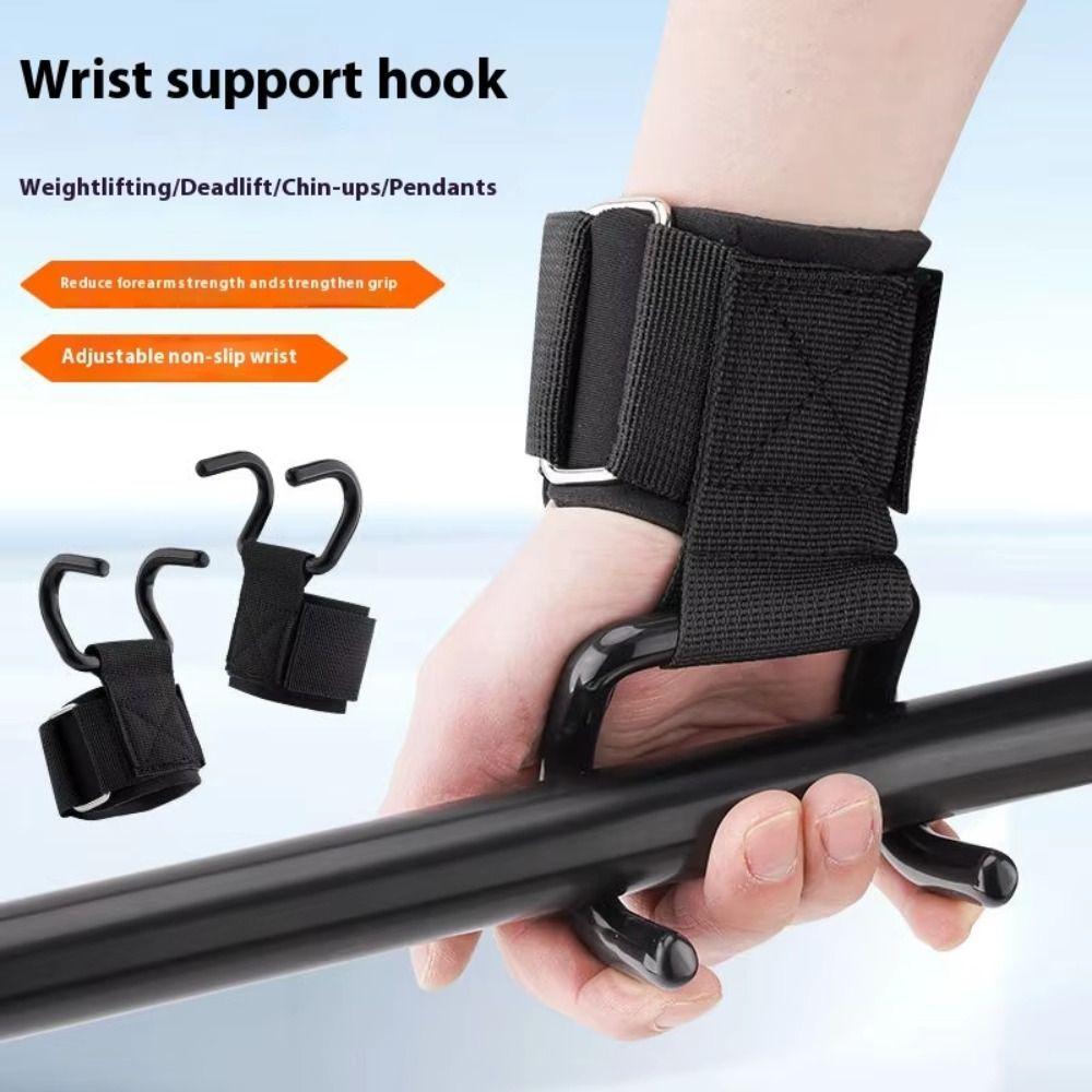 2Pcs Strength Workout Weightlifting Straps Black Wrist Strength Training Hooks  for Gym Training