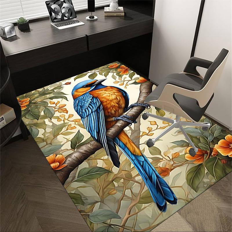 

1PC bird flowers Non-Slip Floor Carpet Compatible for Office&Living Room&Bedroom&Dining room - Flat-Weave Machine-O402 60cm by 90cm