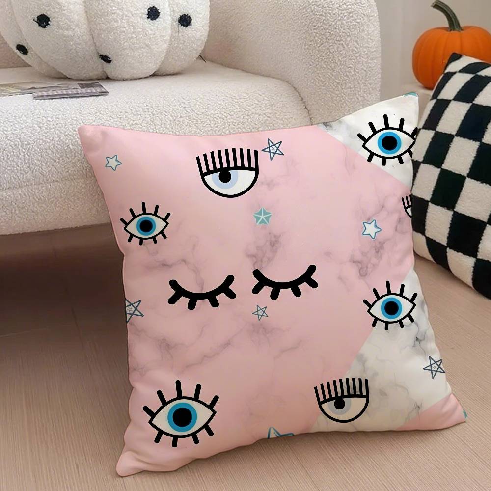Hot Ferragnies Eyes C-Chiara Pillow Case Anti-dustmite Pillowcase Invisible Zipper Silky Short Plush Sofa Cushion Cover