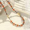 Retro New Chinese Style Red Natural Stone Handmade Beaded Necklace Ethnic Style Shell White Collarbone Chain Jewelry