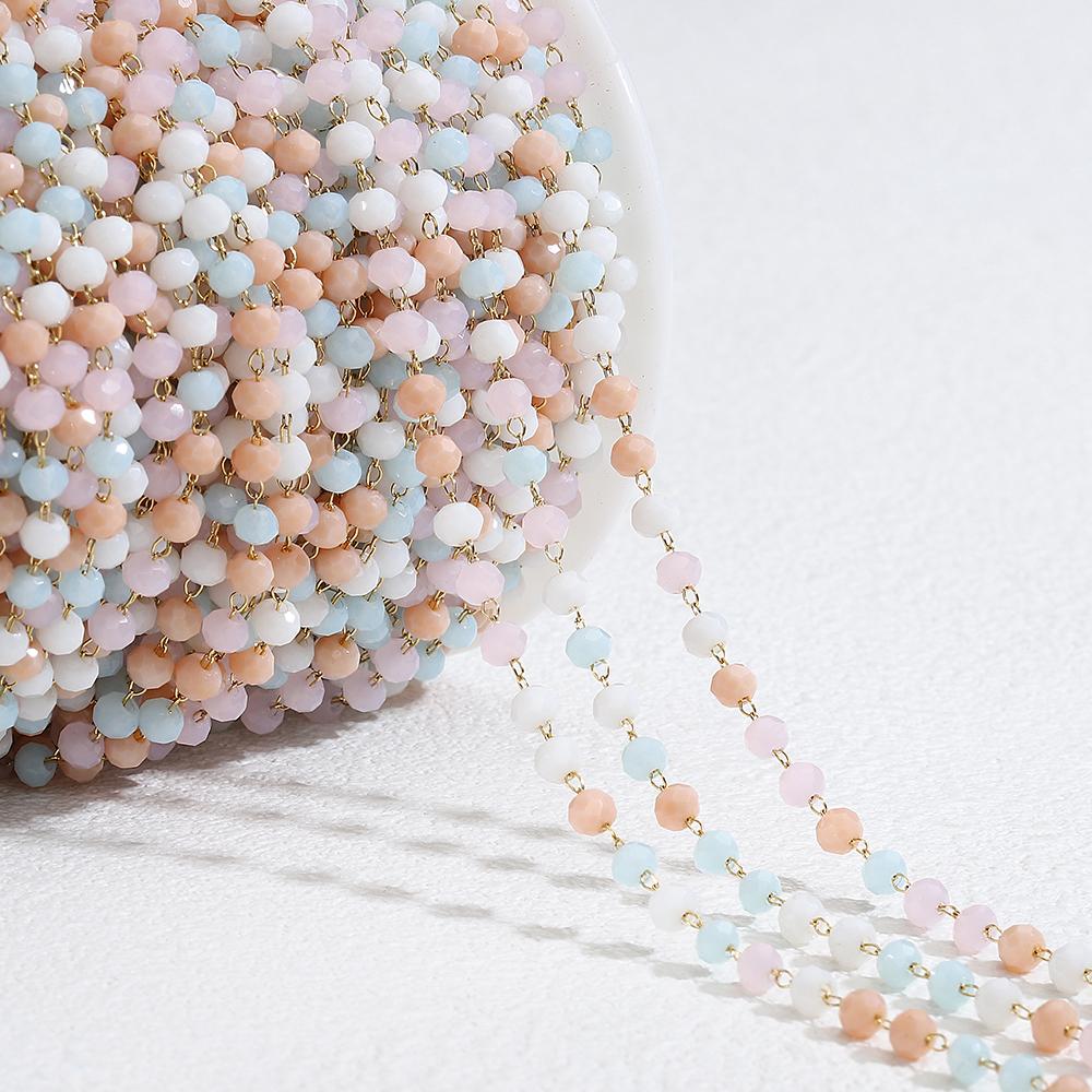 

1Meter Stainless Steel Chain Boho Colorful Cube Square Crystal Beads Chain for DIY Necklaces Bracelets Holiday Jewelry Making 1meter