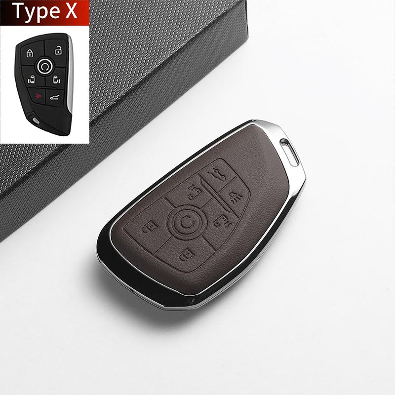 Leather Metal Car Key Case For Envision S Plus Gl8 Lu Zun Phev Century Auto Key Protector Shell Holder Decorative Accessories
