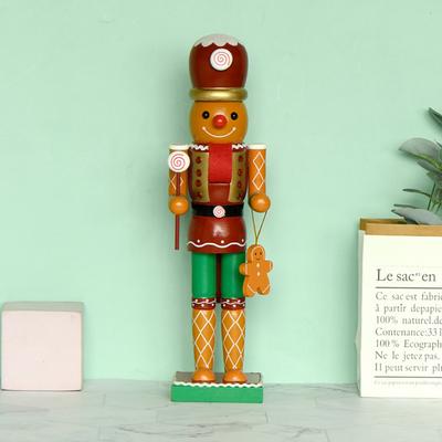 35 cm Nussknacker-Soldat, Holzornamente, süßer Lebkuchenmann, Weihnachtsdekoration, handbemalt, Desktop-Figur für die Inneneinrichtung