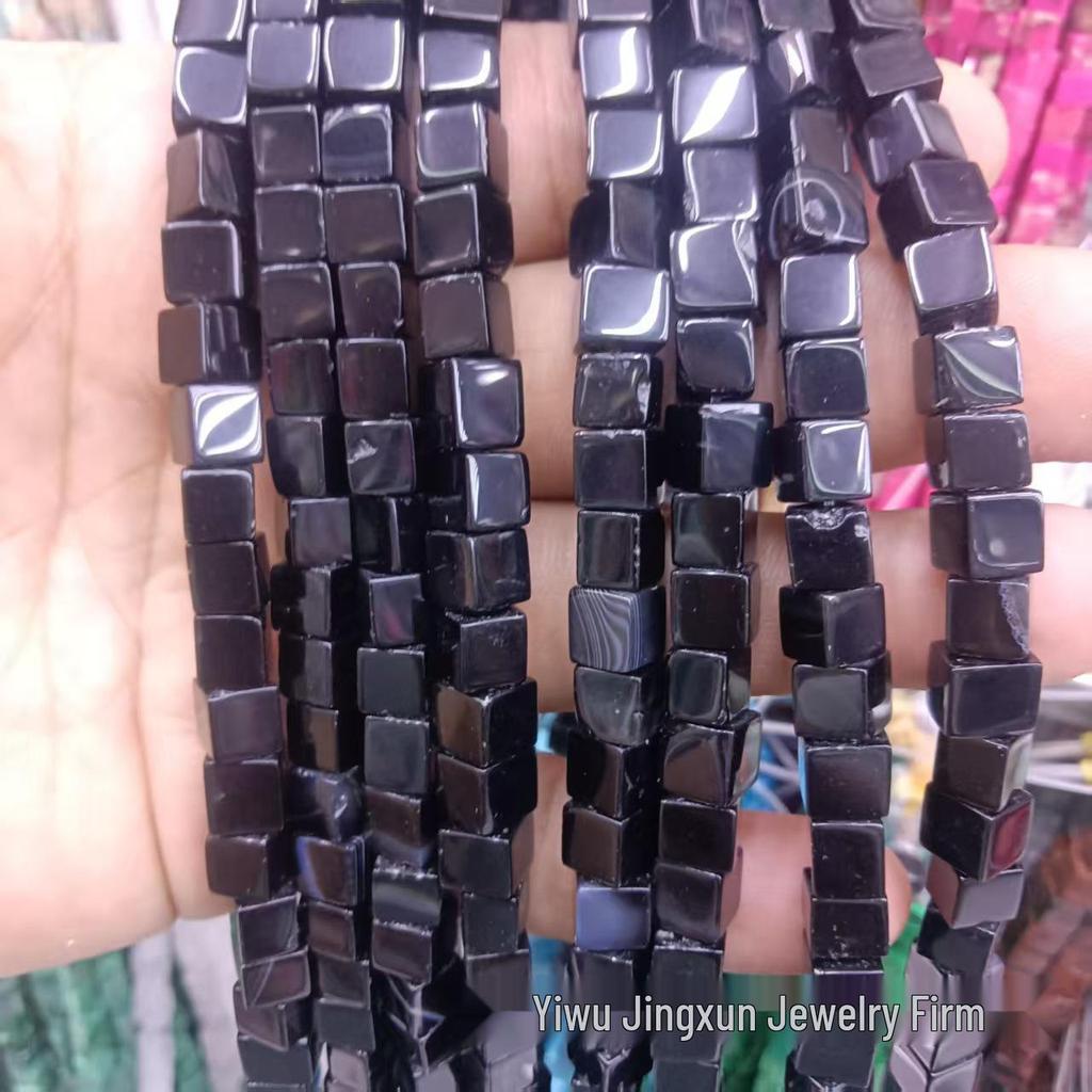 6x6mm Quadratische Rosenquarz-Achat-Perlenkette - Naturstein DIY-Zubehör