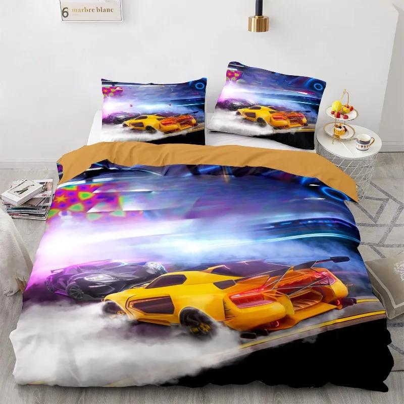 3D Auto Bettbezug Kissenbezug mit Reißverschluss, Heim Schlafzimmer Dekoration Luxus Bettwäsche-Set 2/3-teilig Jungen Geburtstagsgeschenk