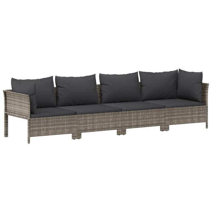 VidaXL Garden Lounge Set 4 Pcs with Cushions Grey Wicker, Garden Lounge, Outdoor Lounge Set, Set of 362689