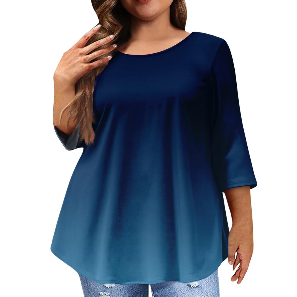 Women's Fashion Casual Round  Neck 3/4 Sleeve Oversized Top