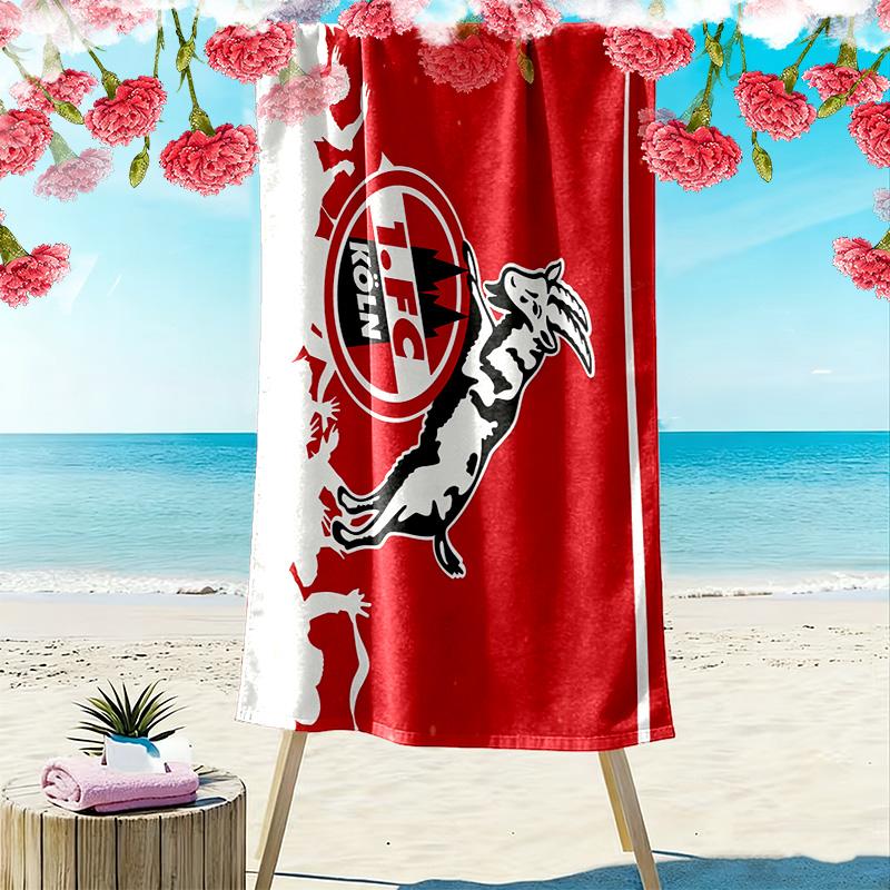 Toalha de Praia Estampada FC Köln, Toalha Grande Macia de Secagem Rápida para Praia Camping Natação
