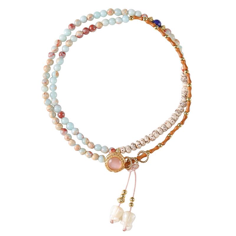 Elegant Shoushan Stone Layered Beaded Bracelet: Women's Light Luxury, Exquisite High-End National Style DIY Accessory