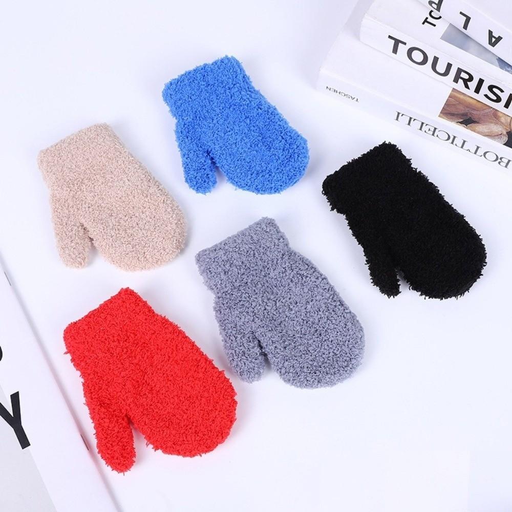 Solid Color Kids Warm Gloves Warm Full Finger Gloves New Short Gloves Kids
