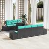 Garden Sofa Set 8 pcs. 7 Seater Black and Turquoise