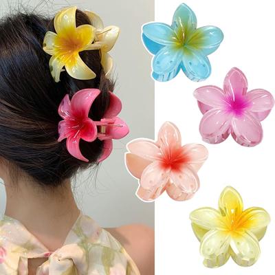 Böhmen Große Blume Acryl Klaue Clip Für Frauen Süße Haar Krallen Krabben Klemme Barrettes Hawaiian Kopfbedeckungen Zubehör Strand