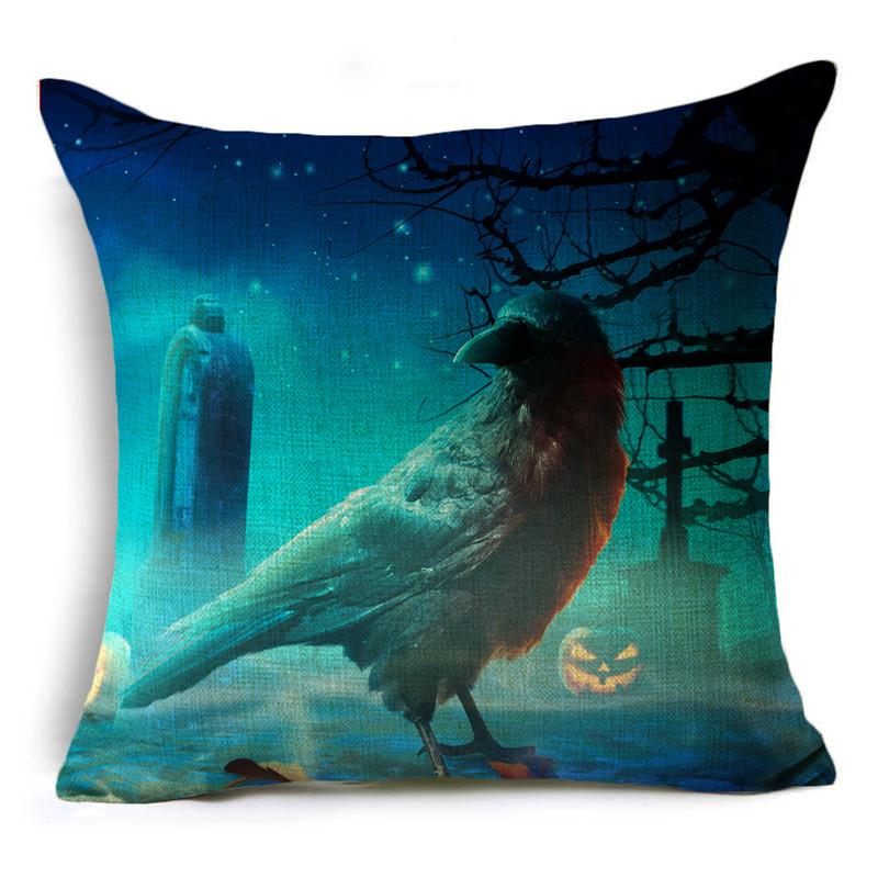 Halloween Pumpkin Lantern Witch Tomb Decoration Pattern Pillow Cover Living Room Dining Room Sofa Cinema Seat Throw Pillow Cover