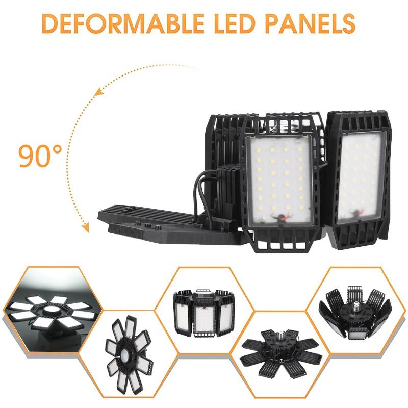 AC 85-265V 250W 6500K E27 LED Garage Light Lamp Adjustable Deformable Bulb Ceiling Light For Shop/Storage/Warehouse Workshop Lighting