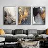 Nordic Grey Golden Fluid Art Marble Texture Abstract Wall Art Canvas Poster And Print For Modern Home Living Room Decoration