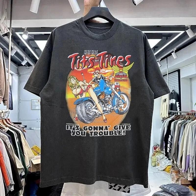 Classic Big Johnson Tits Or Tires Sexy Funny Black Unsiex T shirt Classic Style Unisex T-Shirt S