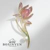 Bo Xin Yun Luxury Chinese Freshwater Pearl Orchid Brooch: Elegant High-Class Women's Accessory.