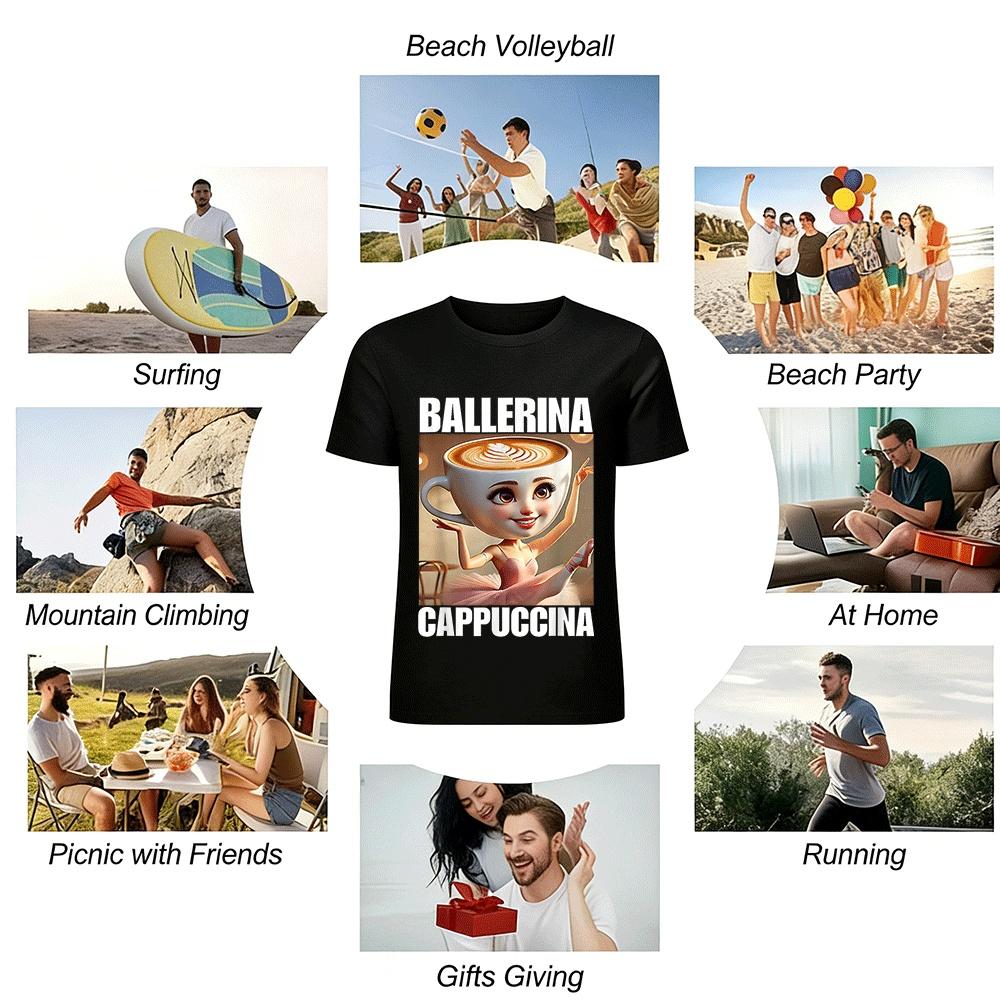 Cute Ballerina Cappuccino Graphic Casual T-Shirt Pure cotton T-shirt