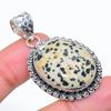 Dalmation Jasper Gemstone 925 Sterling Silver Jewelry Pendant 1.85" SU-10786
