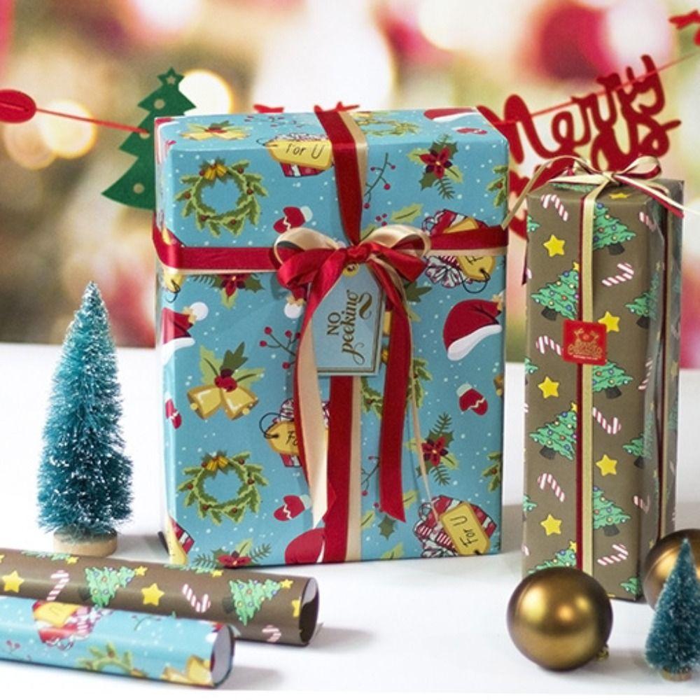 New 10 Sheets Christmas Gift Wrapping Paper Pattern Tissue Art Paper Gift Wrapping Paper Holiday Packaging Paper Packaging