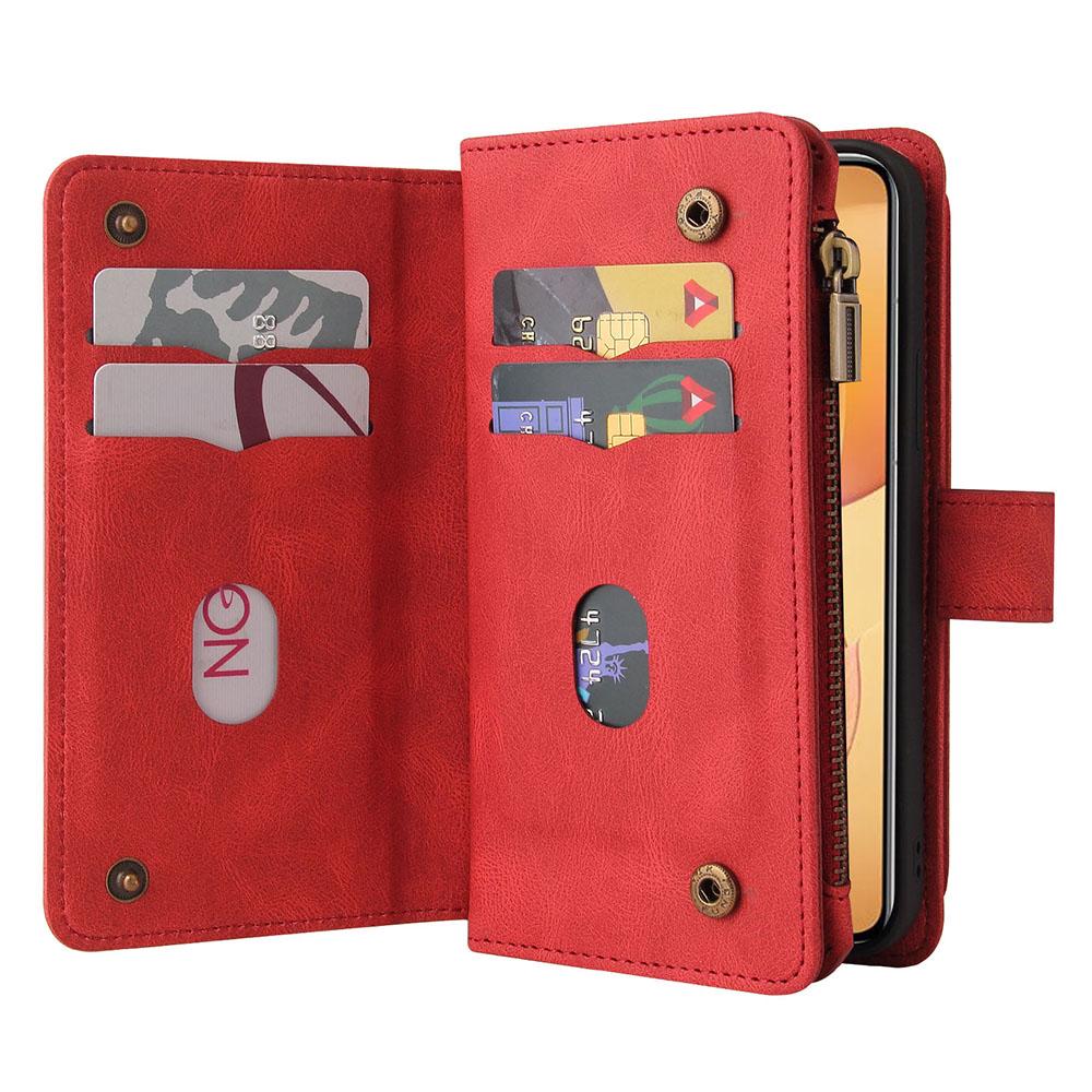For Xiaomi 14T Pro Zipper Wallet Case with 15 Card Slots and Strap Leather Phone Cover