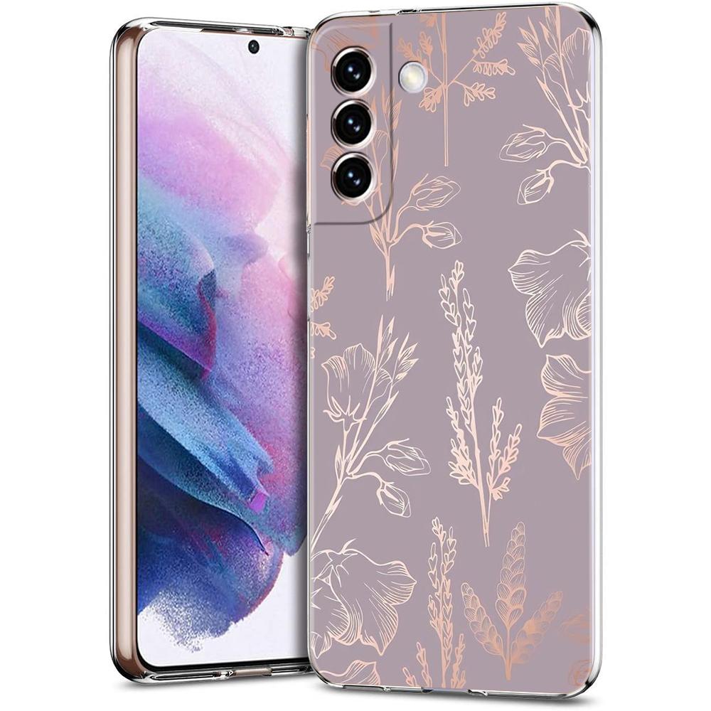 Gold Rose Love Heart Phone Case For Samsung Galaxy S24 Ultra S23 FE S22 S20 S21 5G S10 S9 Plus S10E S8 Soft Silicone Clear Cover