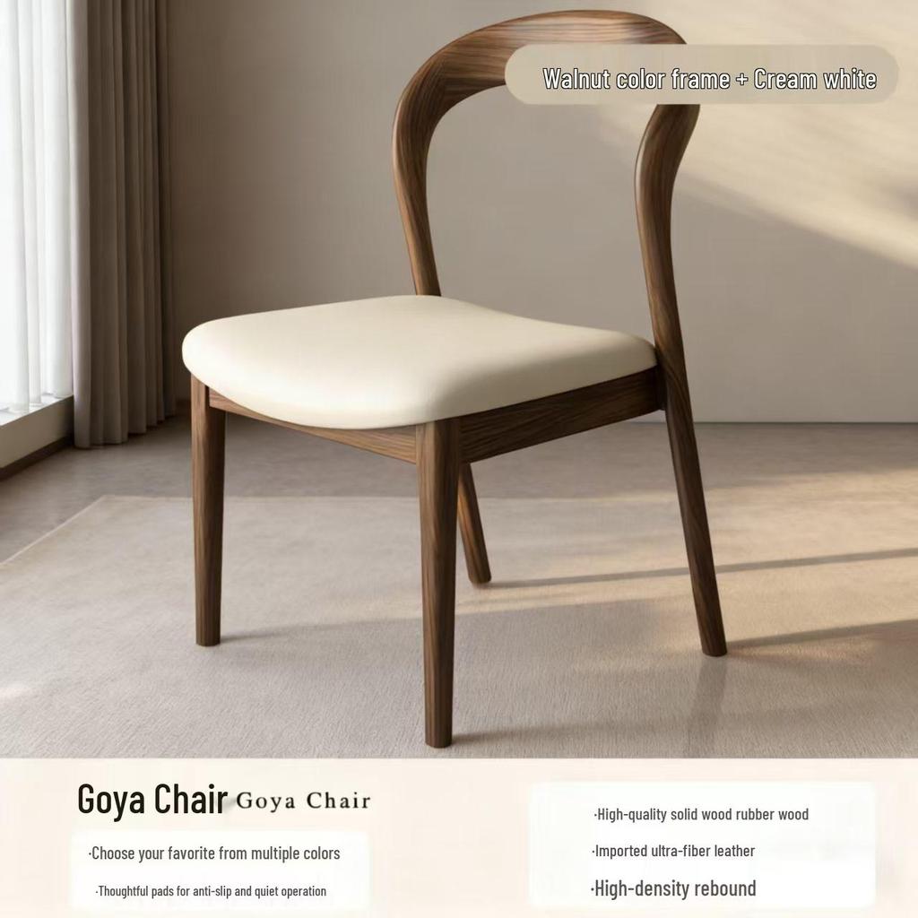 Solid Wood Vintage Modern Minimalist Dining Chair with Backrest for Home, Hotel, or Restaurant
