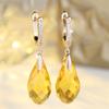 Zircon Yellow Crystal Pendant Hoop Earrings For Women Gold Silver Color Ear Buckle Wedding Jewelry Valentine's Day Gifts