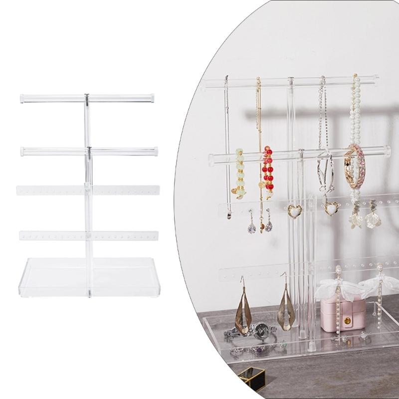Elegant 3 Layer Jewelry Holder Rack for Necklace Bracelet and Earring Display with Tray Storage in Fashion Designs