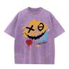 Oversized Graphic T-Shirt Men Streetwear Paint Graffiti Print Cotton Short Sleeve Round Neck Loose Fit Comfortable Casual