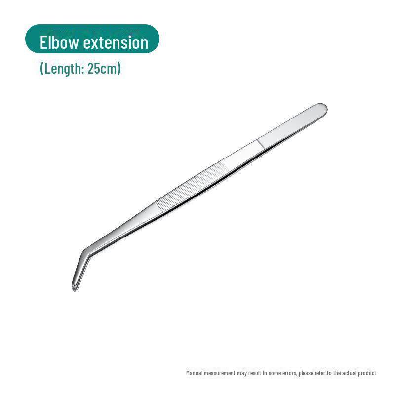 Silver Stainless Steel Non-Slip Tea Tweezers with Extended, Thickened Teeth