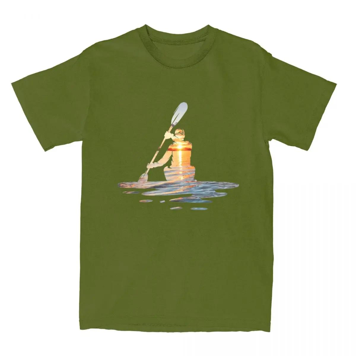 

Морской каяк Спорт Каякинг для мужчин и женщин Футболка Sunset Kayaker Merch Хипстерские футболки Футболки Хлопок Идея подарка Одежда S армия зеленый