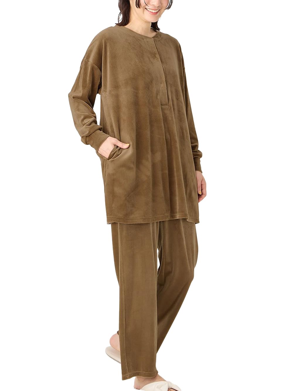

Maternity Soft Call Long Top and Bottom Pregnant Room Pocket Free Mocha [ANGELIEBE] Pajamas, Pants, Sleeves, Tops, Set, Prenatal, Postnatal, Women,