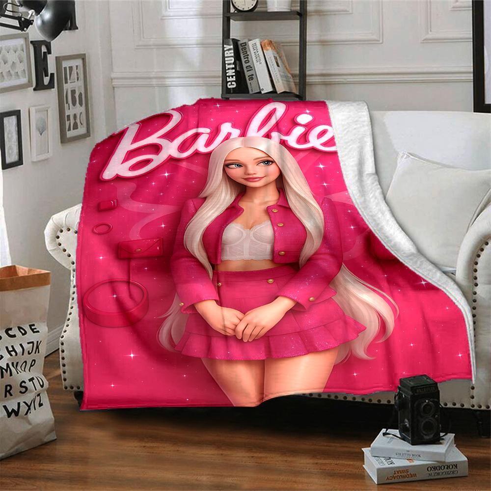 1pc Barbie Fashion Blanket Polyester Fiber, All Season Comfort for Sofa, Bed, Office, Car, Camping Ideal Home Decor & Gift, Office Comfort