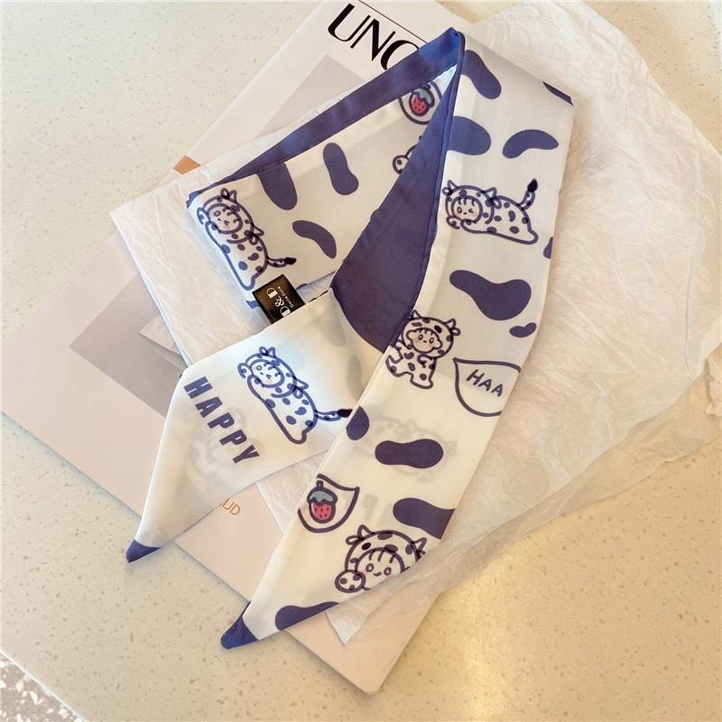 Qiandongge Seidenschal Stirnband Retro Weiblichkeit Gebundener Pferdeschwanz Schleife Band Stirnband Streamer Stirnband Mori Serie